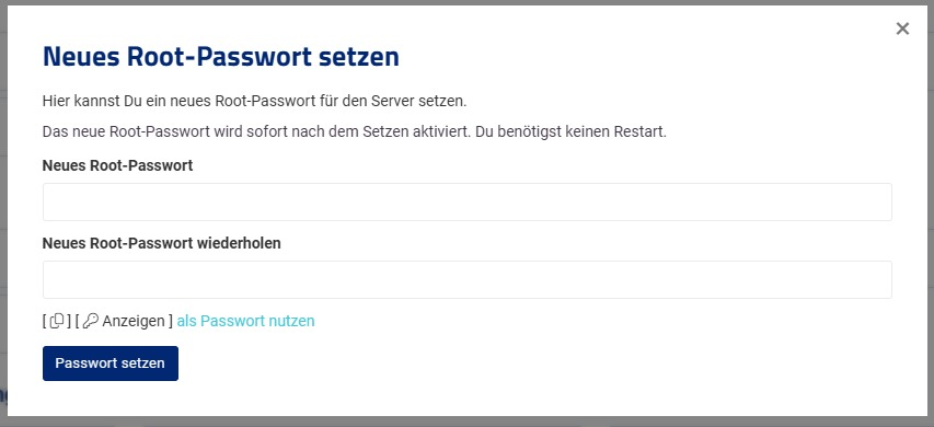 Server Root Passwort zurücksetzen