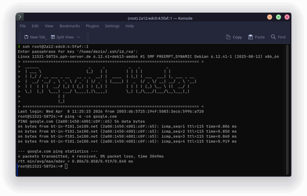 Cloud Manager Server-Info Panel mit IPv6-Adresse Cloud Manager Server-Info Panel mit IPv6-Adresse
