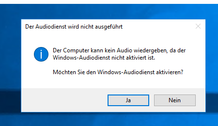 Audiodienst wird nicht ausgeführt.