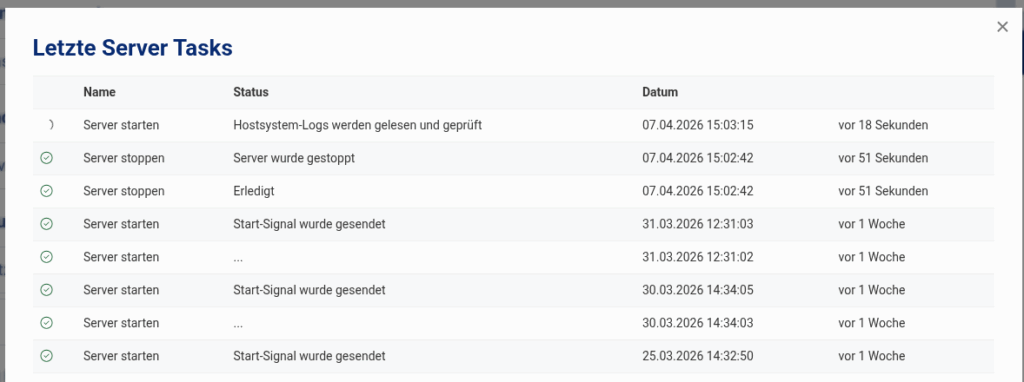 Server-Tasks zur Überprüfung des Fortschritts