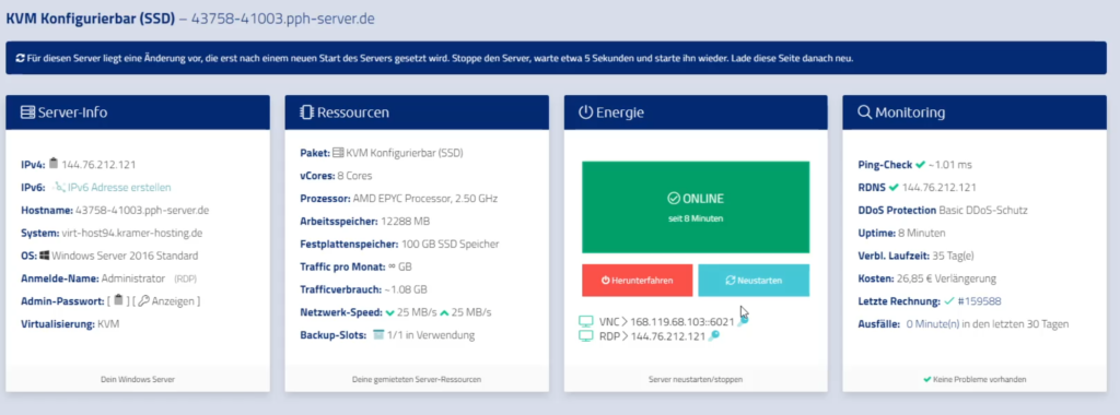 Für den Server liegen Änderungen vor