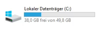 C: hat nur eine Größe von 50 GB