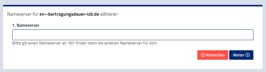 Nameserver ändern Formular