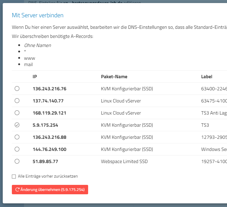 Connect to server dialog