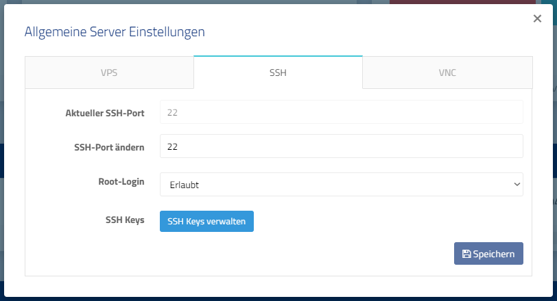 VionityCP SSH settings