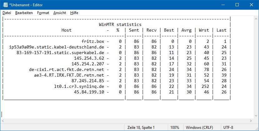 WinMTR Output