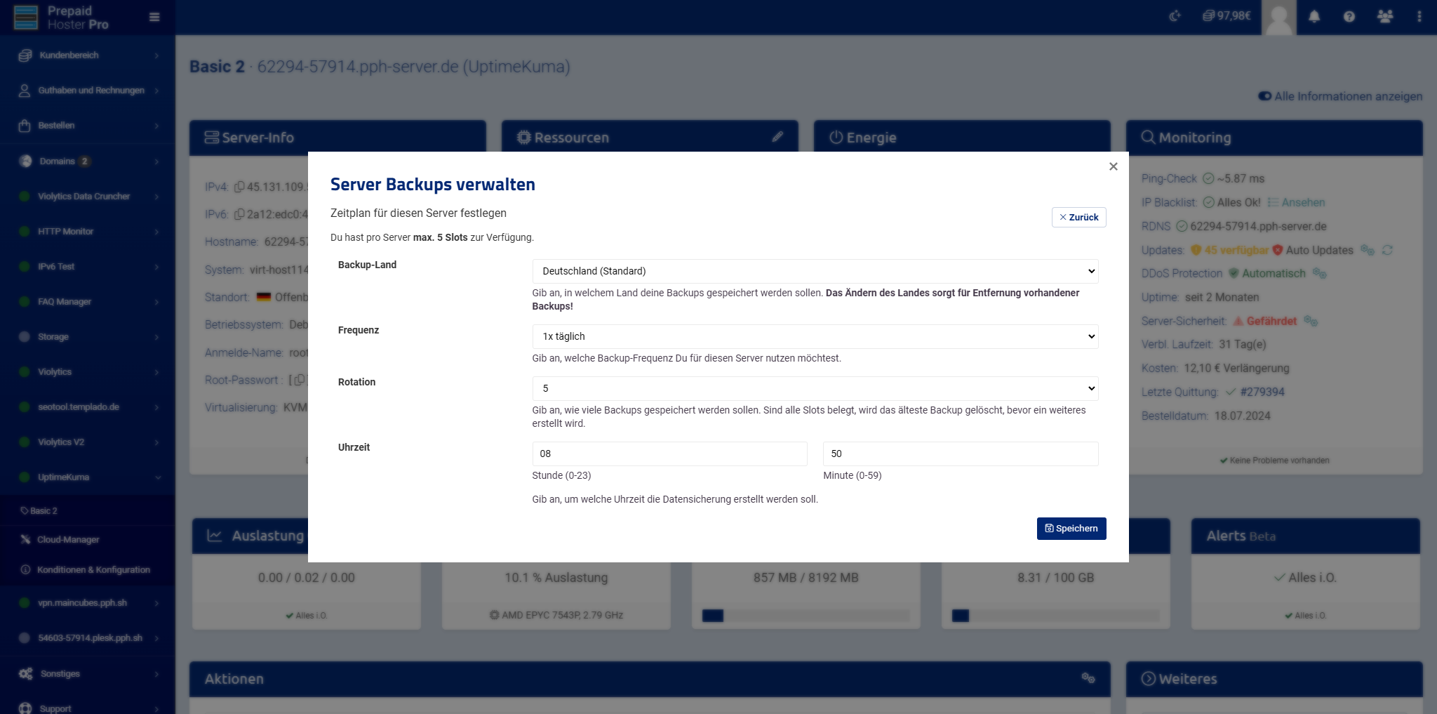 Beitrags-Bild: Automatische Backups aktivieren bei Prepaid Hoster