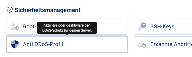 Aktion im Cloud Manager: Anti DDoS-Profil
